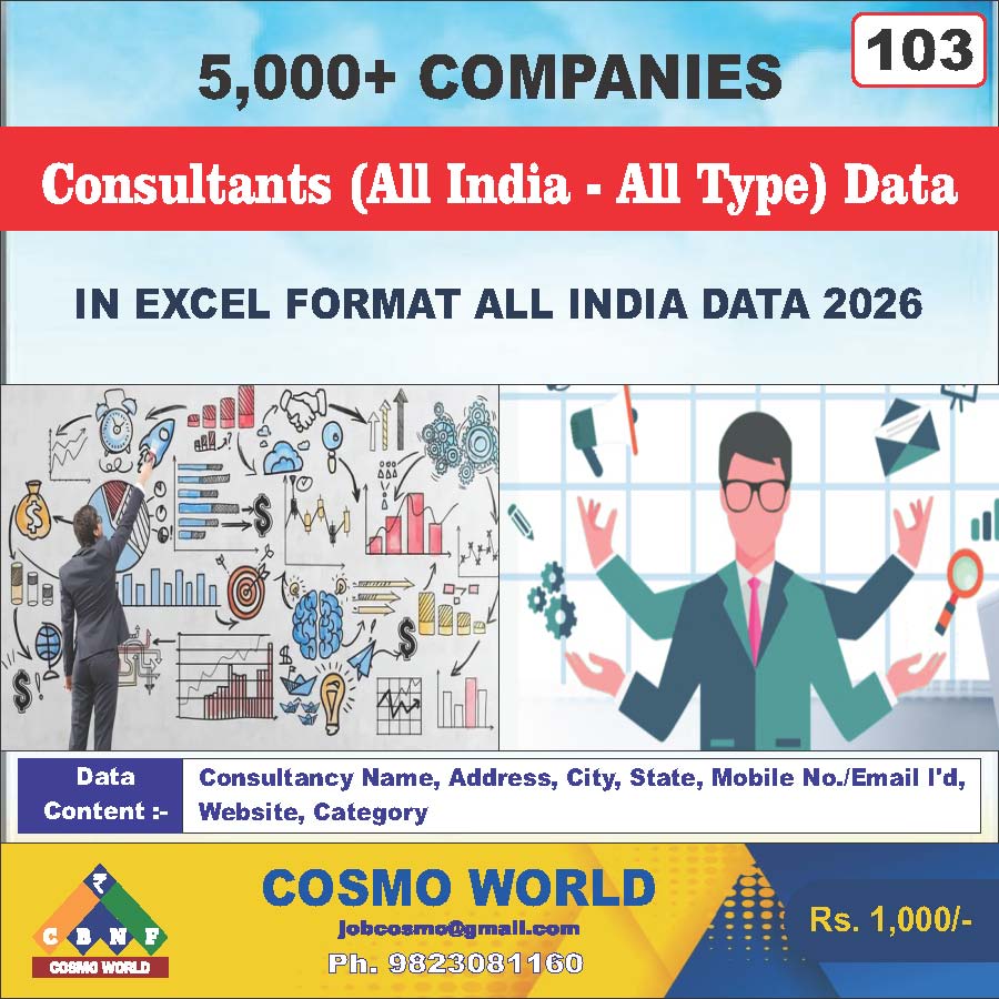 Consultants (All India - All Type) Database by CosmoDatabase — B2B Contact List with Emails and Phone Numbers