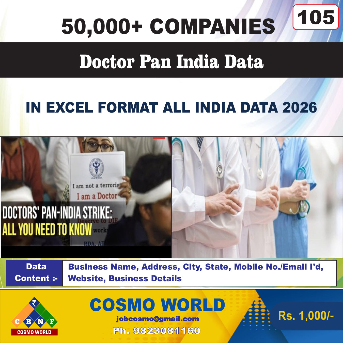 Doctor Pan India Database by CosmoDatabase — B2B Contact List with Emails and Phone Numbers