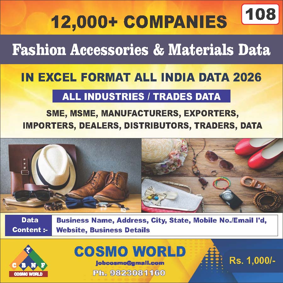 Fashion Accessories & Materials Database by CosmoDatabase — B2B Contact List with Emails and Phone Numbers
