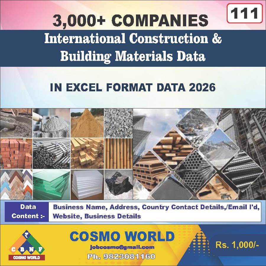 International Construction & Building Materials Database by CosmoDatabase — B2B Contact List with Emails and Phone Numbers