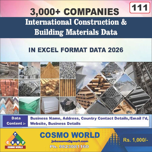 International Construction & Building Materials Database by CosmoDatabase — B2B Contact List with Emails and Phone Numbers