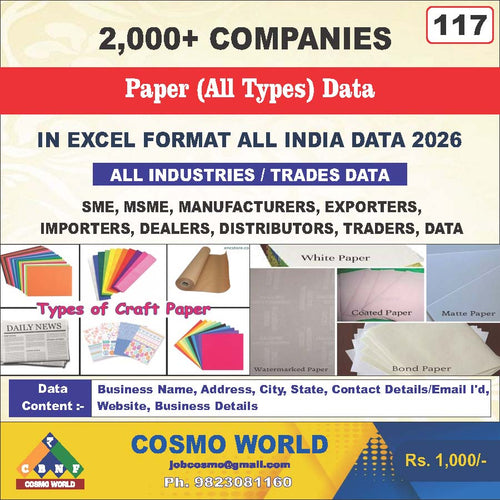 Paper (All Types) Database by CosmoDatabase — B2B Contact List with Emails and Phone Numbers