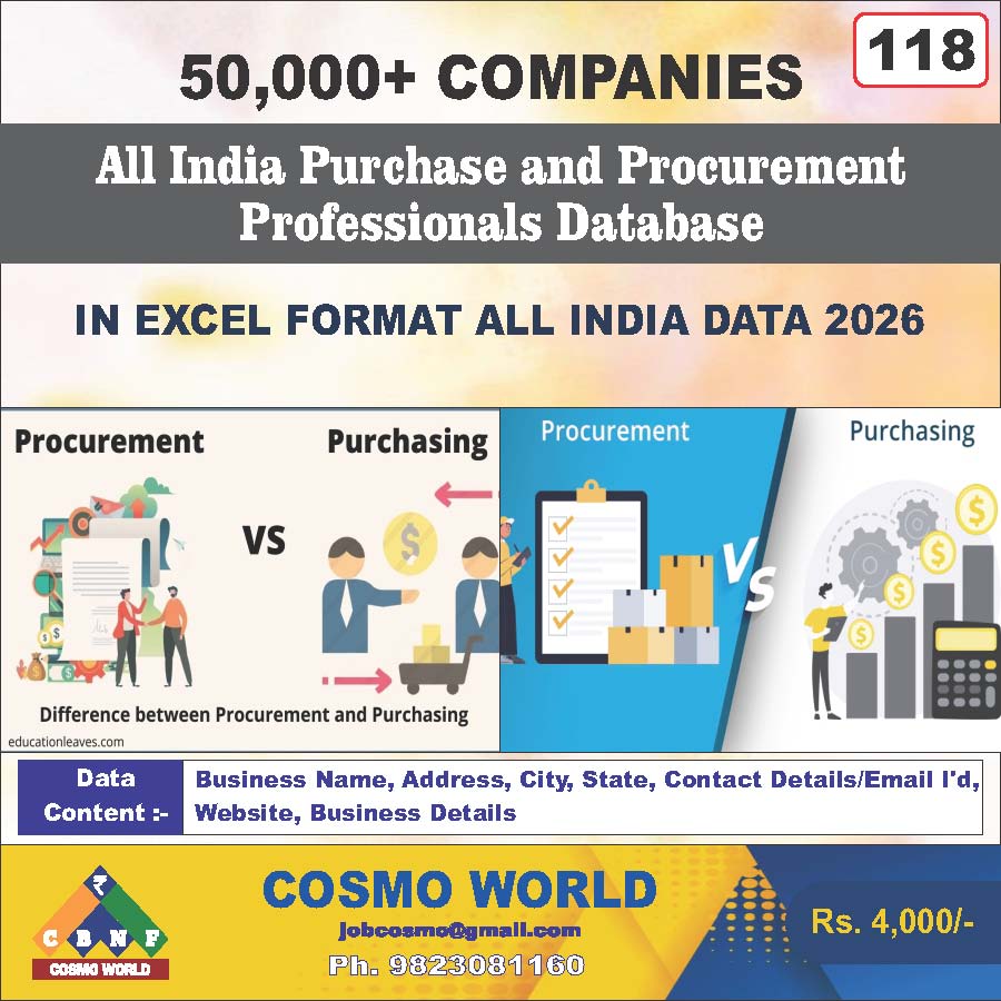 All India Purchase and Procurement Professionals Database by CosmoDatabase — B2B Contact List with Emails and Phone Numbers