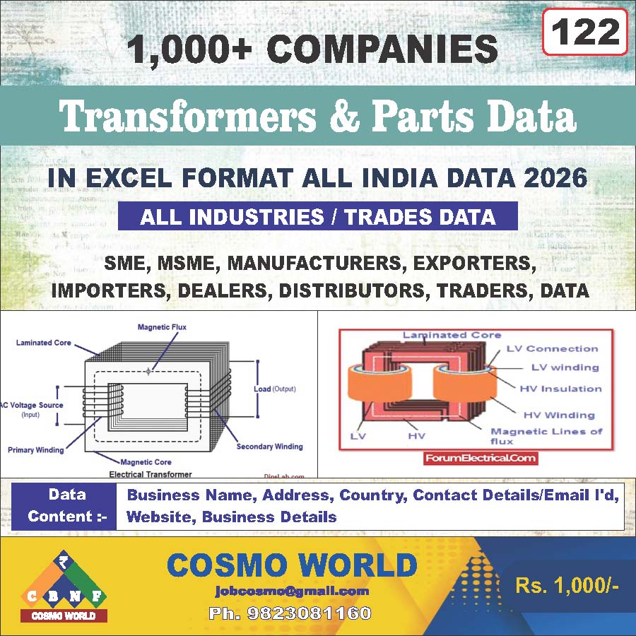 Transformers & Parts Database by CosmoDatabase — B2B Contact List with Emails and Phone Numbers