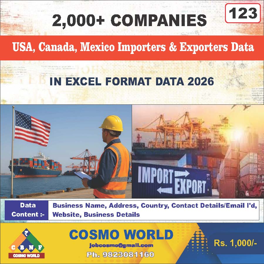 USA, Canada, Mexico Importers & Exporters Database by CosmoDatabase — B2B Contact List with Emails and Phone Numbers