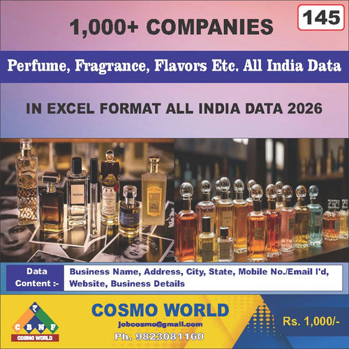 Perfume, Fragrance, Flavors etc All India Database by CosmoDatabase — B2B Contact List with Emails and Phone Numbers