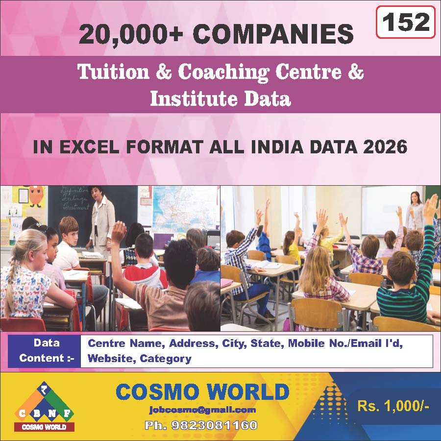Tuition & Coaching Centre & Institute Database by CosmoDatabase — B2B Contact List with Emails and Phone Numbers