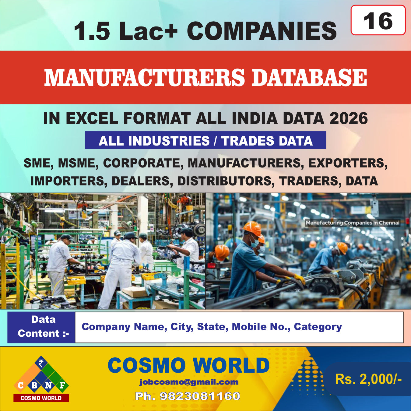 Manufacturers Database by CosmoDatabase — B2B Contact List with Emails and Phone Numbers