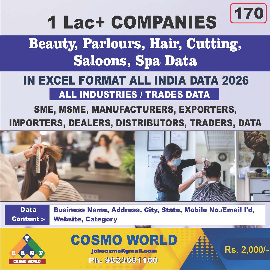 Beauty, Parlors, Hair, Cutting, Saloons, Spa Database by CosmoDatabase — B2B Contact List with Emails and Phone Numbers