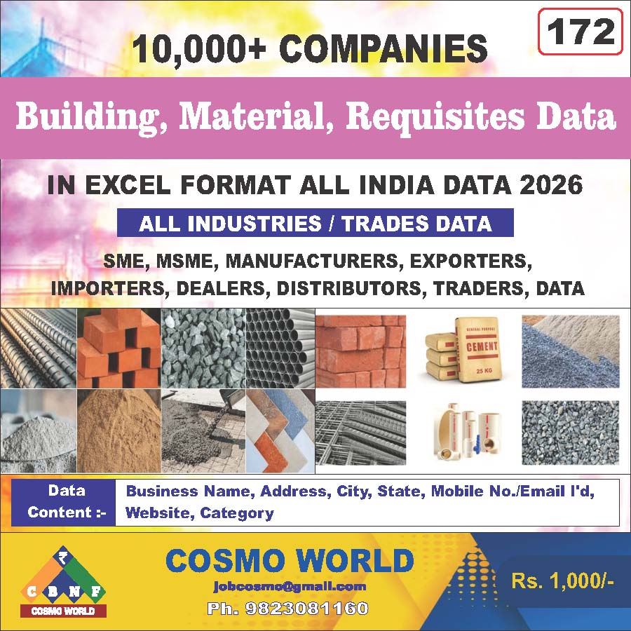 Building, Material, Requisites Database by CosmoDatabase — B2B Contact List with Emails and Phone Numbers