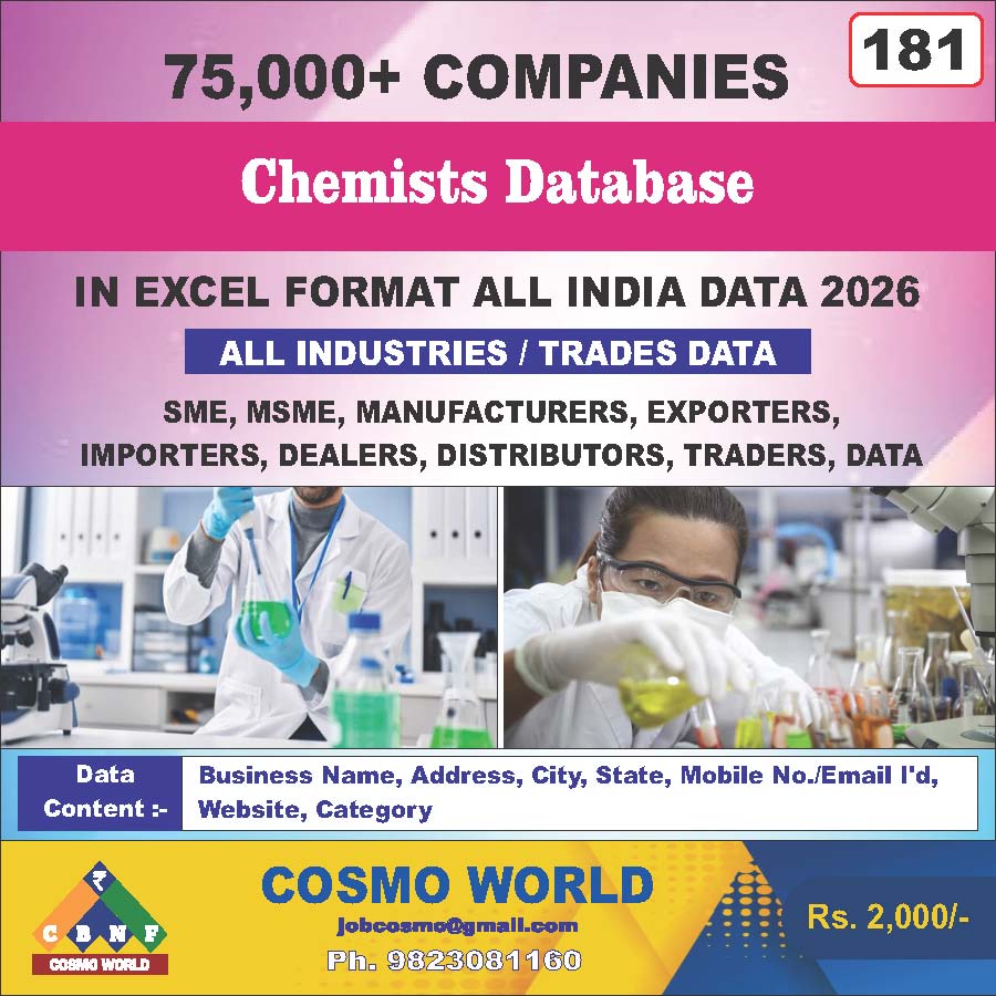 Chemists Database by CosmoDatabase — B2B Contact List with Emails and Phone Numbers