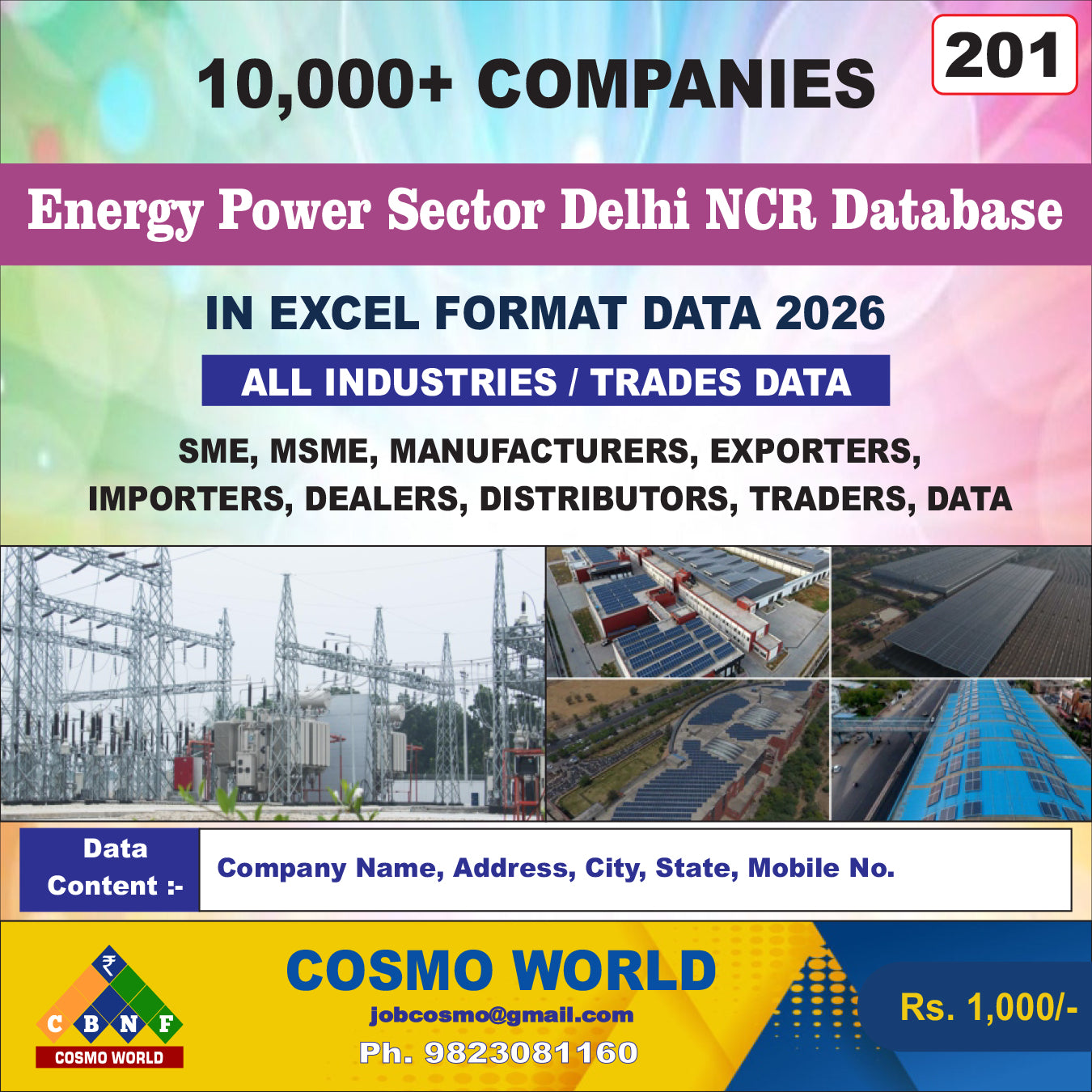 Energy Power Sector Delhi NCR Database by CosmoDatabase — B2B Contact List with Emails and Phone Numbers
