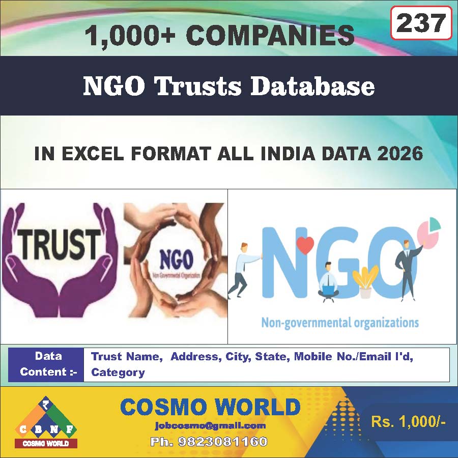 NGO Trusts Database by CosmoDatabase — B2B Contact List with Emails and Phone Numbers