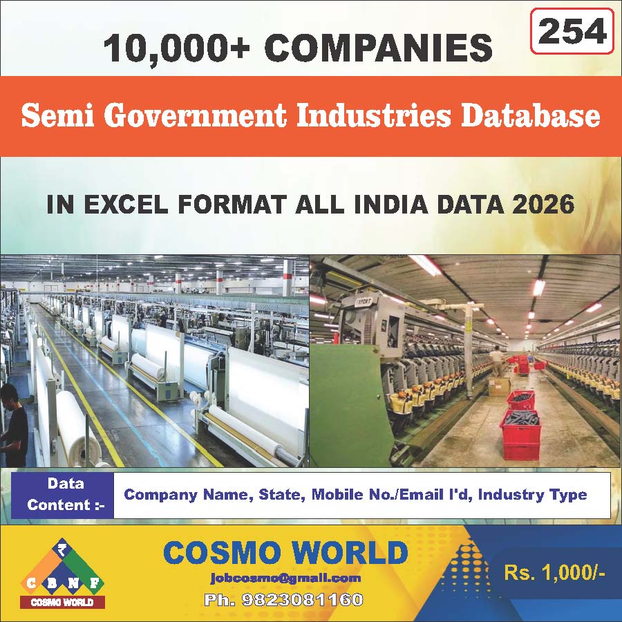 Semi Government Industries Database by CosmoDatabase — B2B Contact List with Emails and Phone Numbers