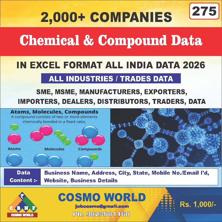 Chemical & Compound Database by CosmoDatabase — B2B Contact List with Emails and Phone Numbers