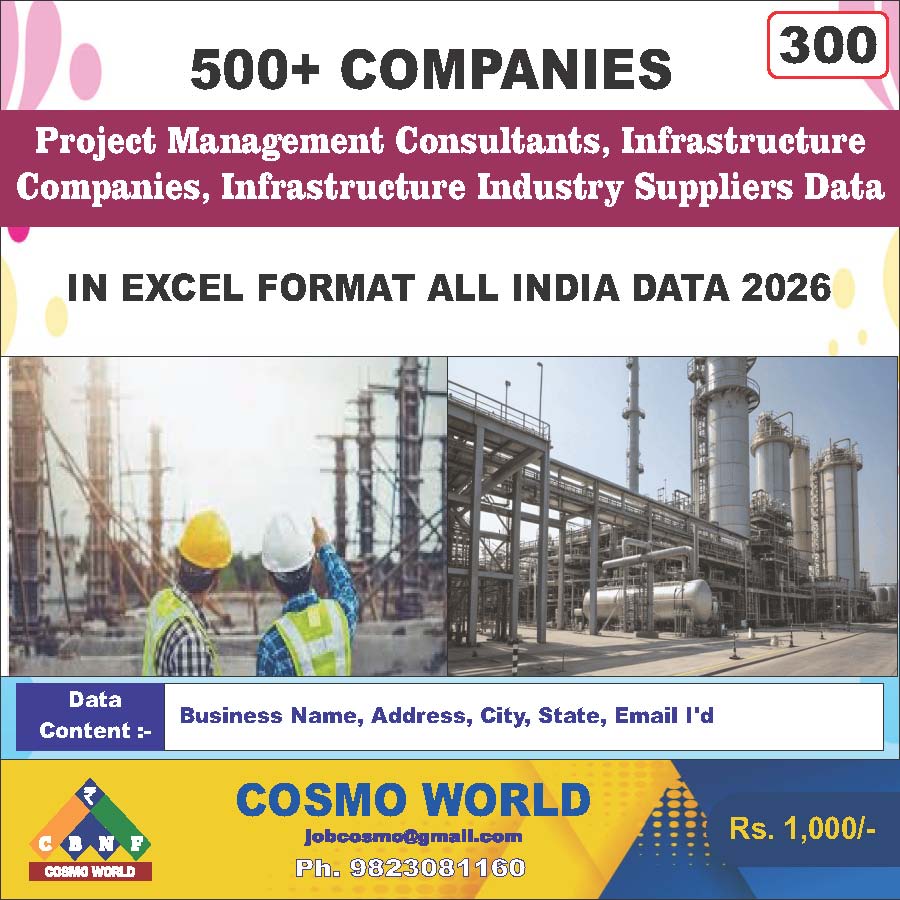 PROJECT MANAGEMENT CONSULTANTS, INFRASTRUCTURE COMPANIES, INFRASTRUCTURE INDUSTRY SUPPLIERS Database by CosmoDatabase — B2B Contact List with Emails and Phone Numbers