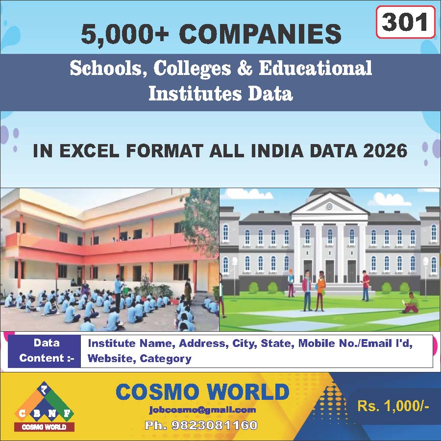Schools, Colleges & Educational Institutes Database by CosmoDatabase — B2B Contact List with Emails and Phone Numbers