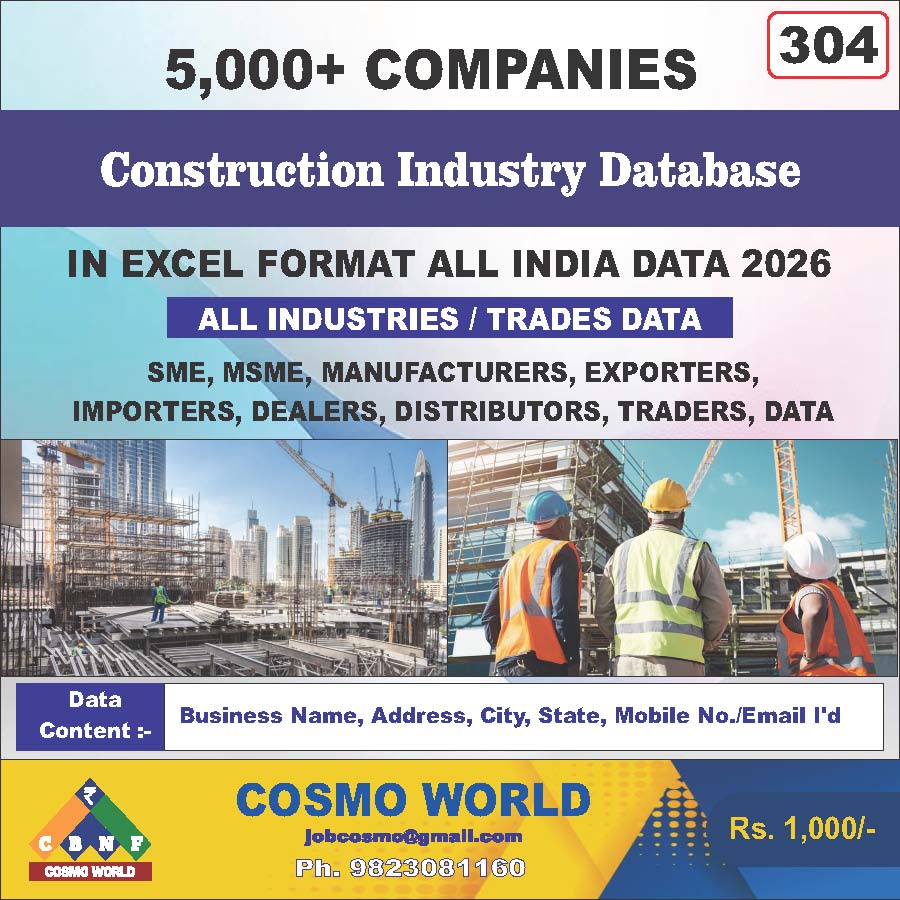 Construction Industry Database by CosmoDatabase — B2B Contact List with Emails and Phone Numbers