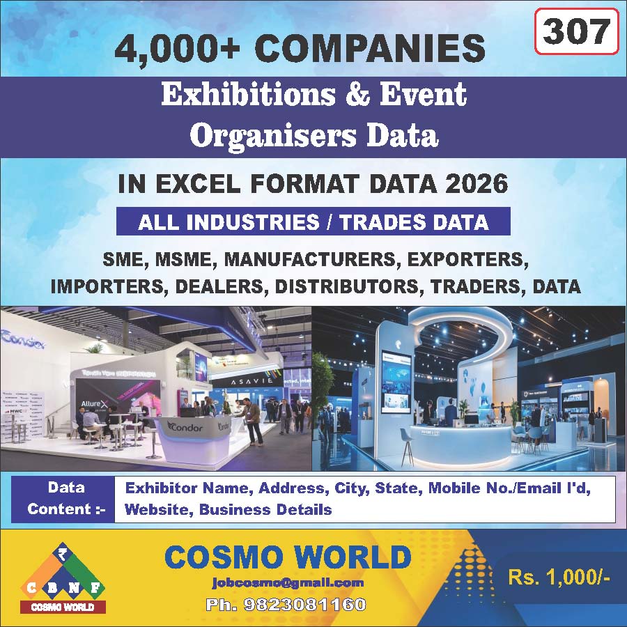 Exhibitions & Event Organisers Database by CosmoDatabase — B2B Contact List with Emails and Phone Numbers