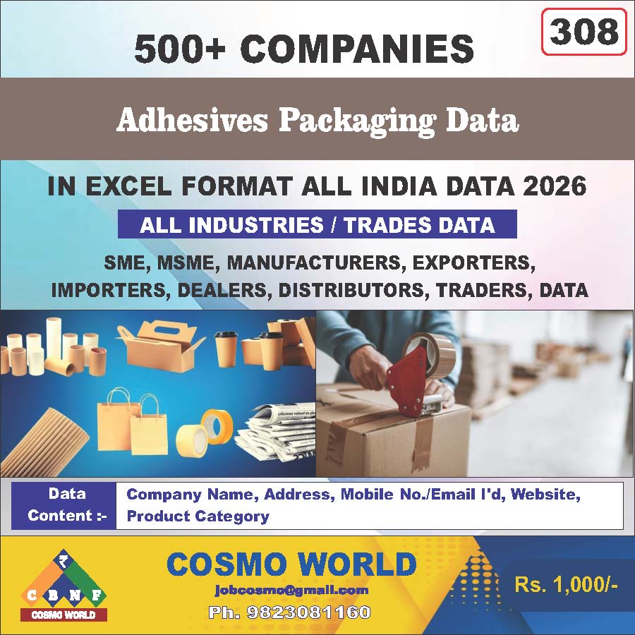 Adhesives Packaging Database India 2026 | Cosmo World