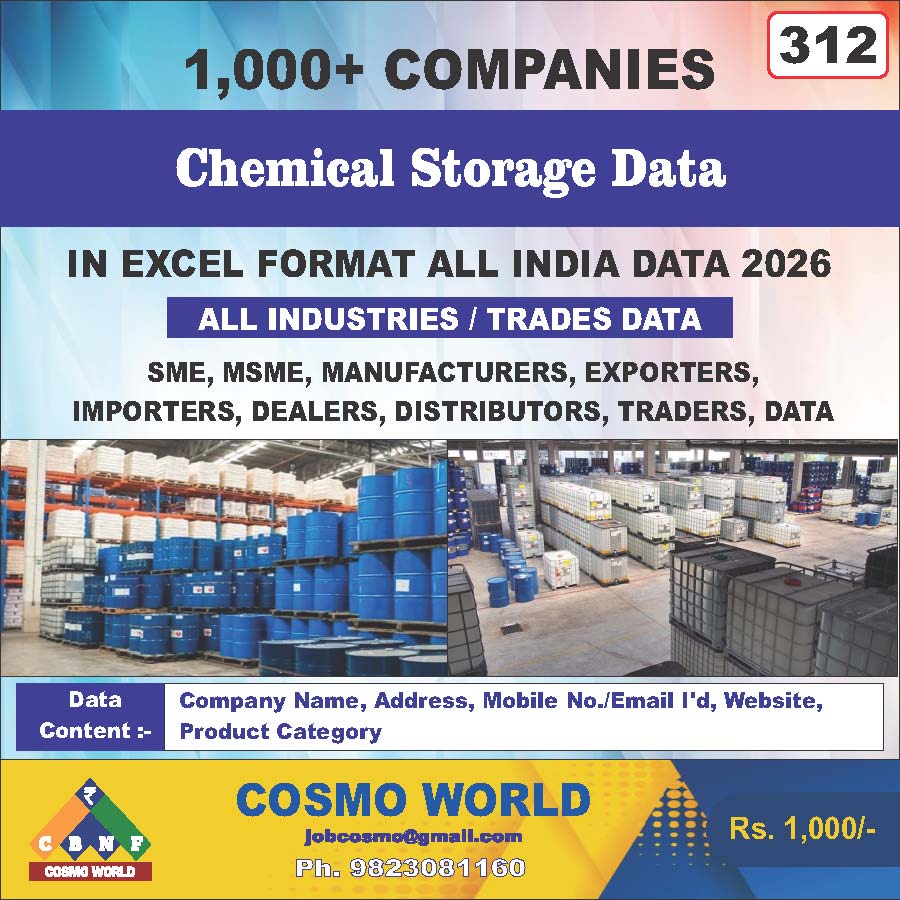 Chemical Storage Database by CosmoDatabase — B2B Contact List with Emails and Phone Numbers
