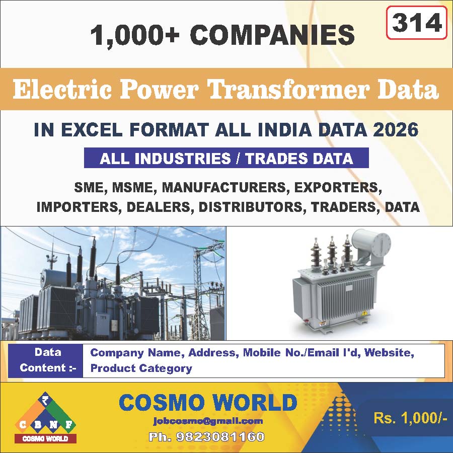 Electric Power Transformer Database by CosmoDatabase — B2B Contact List with Emails and Phone Numbers