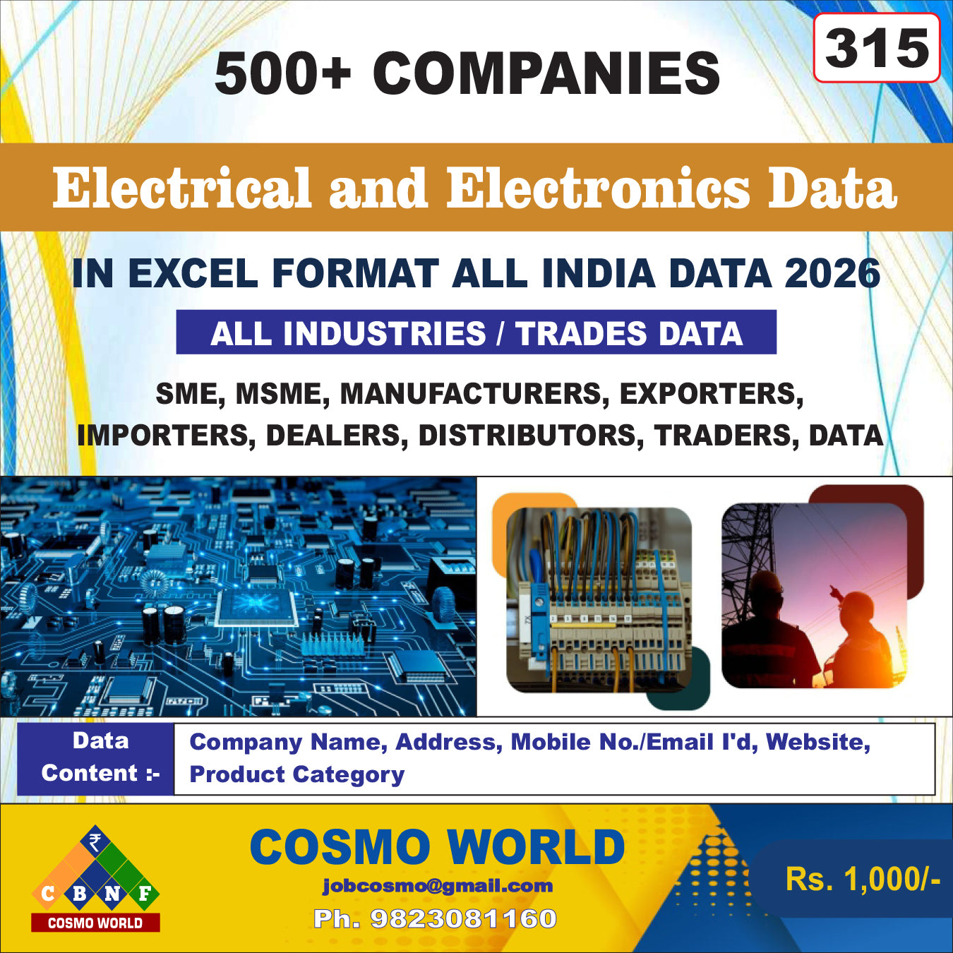 Electrical and Electronics Database by CosmoDatabase — B2B Contact List with Emails and Phone Numbers
