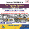 Food Processing Machinery & Equipment's Database by CosmoDatabase — B2B Contact List with Emails and Phone Numbers