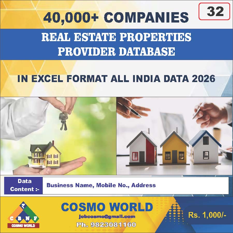 Real Estate Properties Provider Database by CosmoDatabase — B2B Contact List with Emails and Phone Numbers