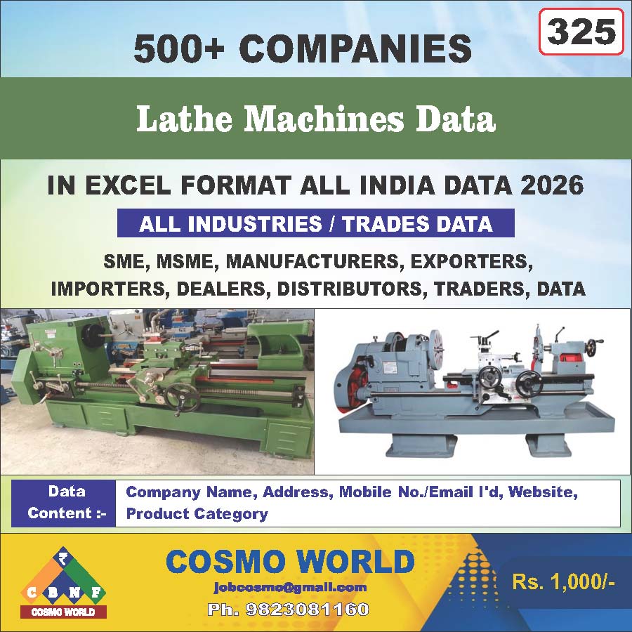 Lathe Machines Database by CosmoDatabase — B2B Contact List with Emails and Phone Numbers