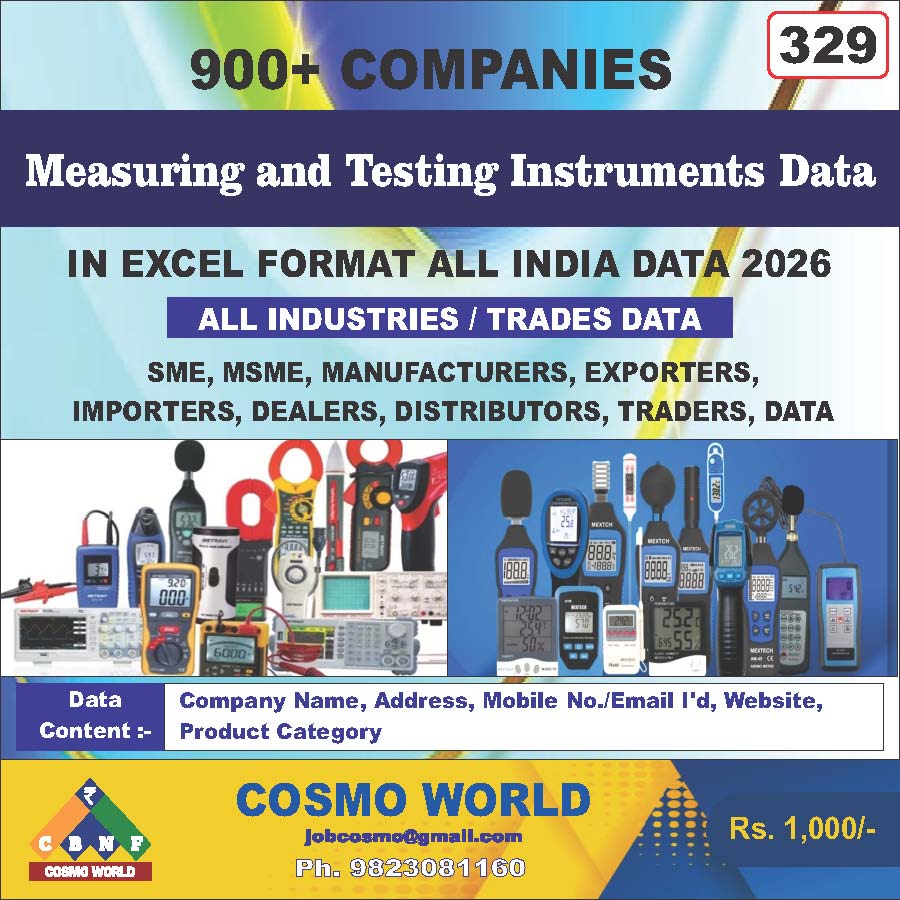 Measuring and Testing Instruments Database by CosmoDatabase — B2B Contact List with Emails and Phone Numbers