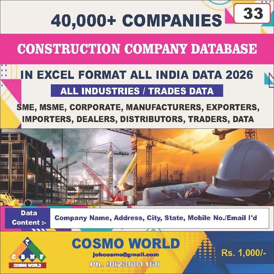 Construction Project Database 33. Construction Company Database – Cosmo World
