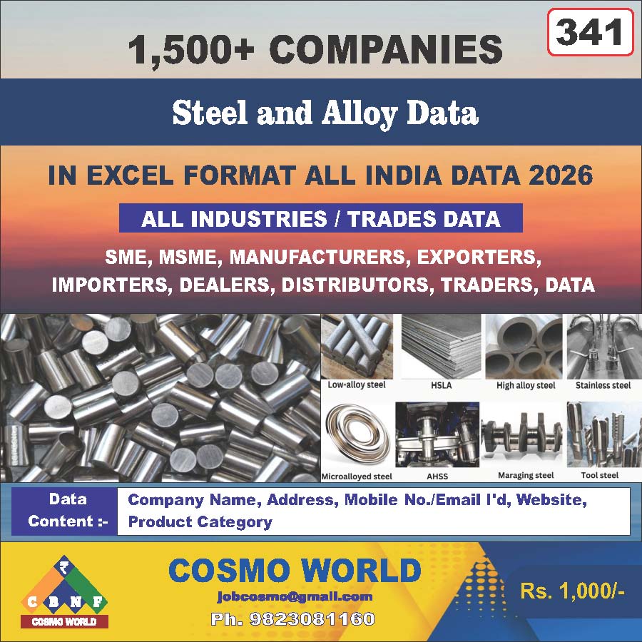 Steel and Alloy Database by CosmoDatabase — B2B Contact List with Emails and Phone Numbers
