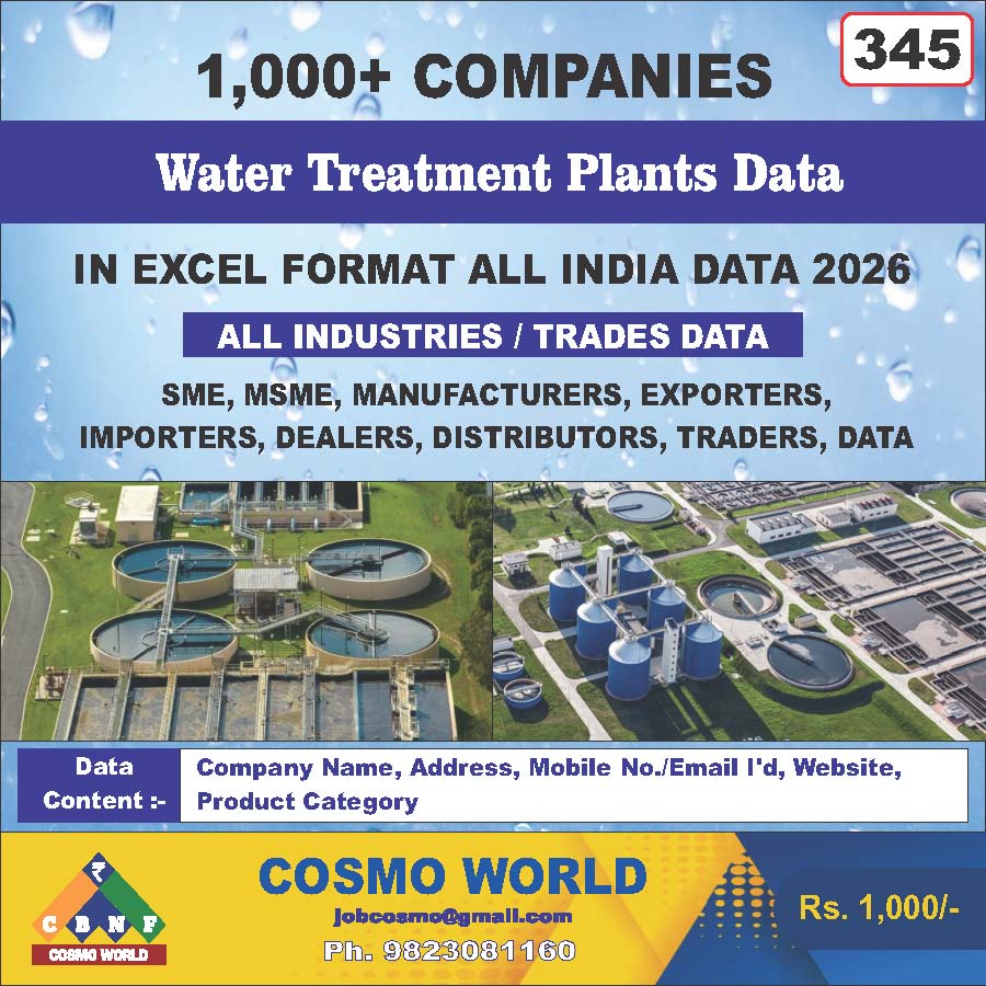 Water Treatment Plants Database by CosmoDatabase — B2B Contact List with Emails and Phone Numbers