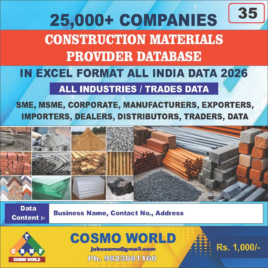 Construction Materials Provider Database by CosmoDatabase — B2B Contact List with Emails and Phone Numbers