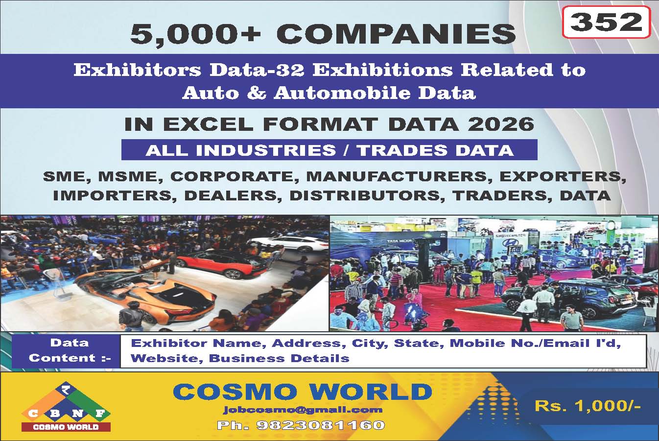 352. Exhibitors Auto & Automobile Data