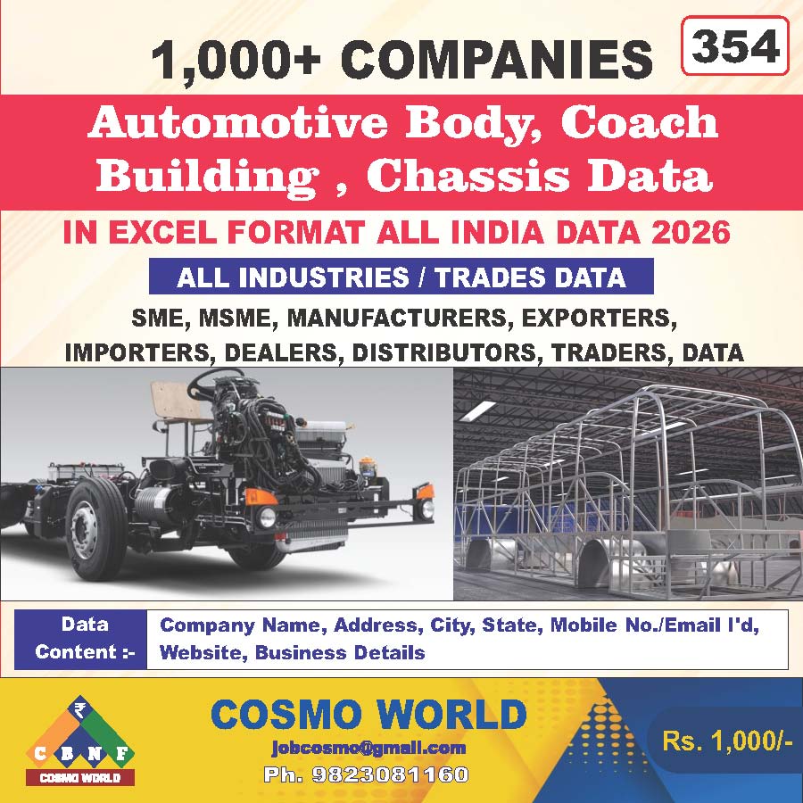Automotive Body, Coach Building, Chassis Database by CosmoDatabase — B2B Contact List with Emails and Phone Numbers