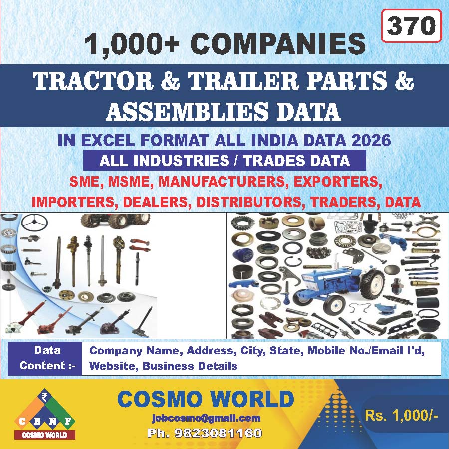 Tractor & Trailer Parts & Assemblies Database by CosmoDatabase — B2B Contact List with Emails and Phone Numbers