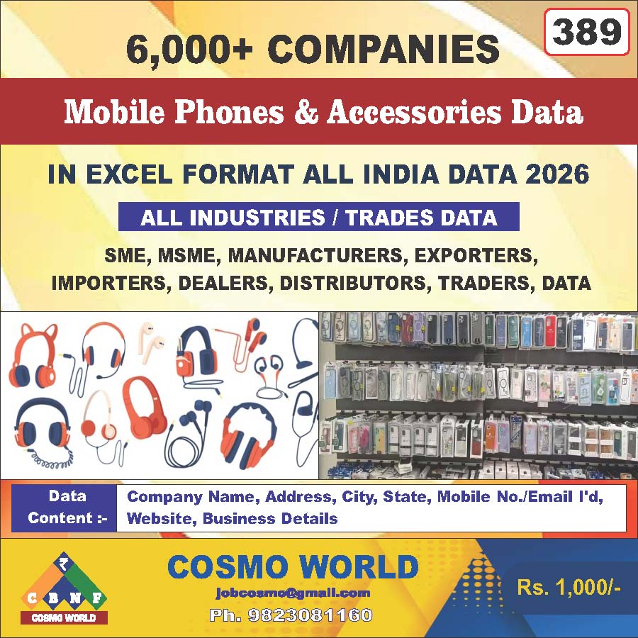 Mobile Phones & Accessories Database by CosmoDatabase — B2B Contact List with Emails and Phone Numbers