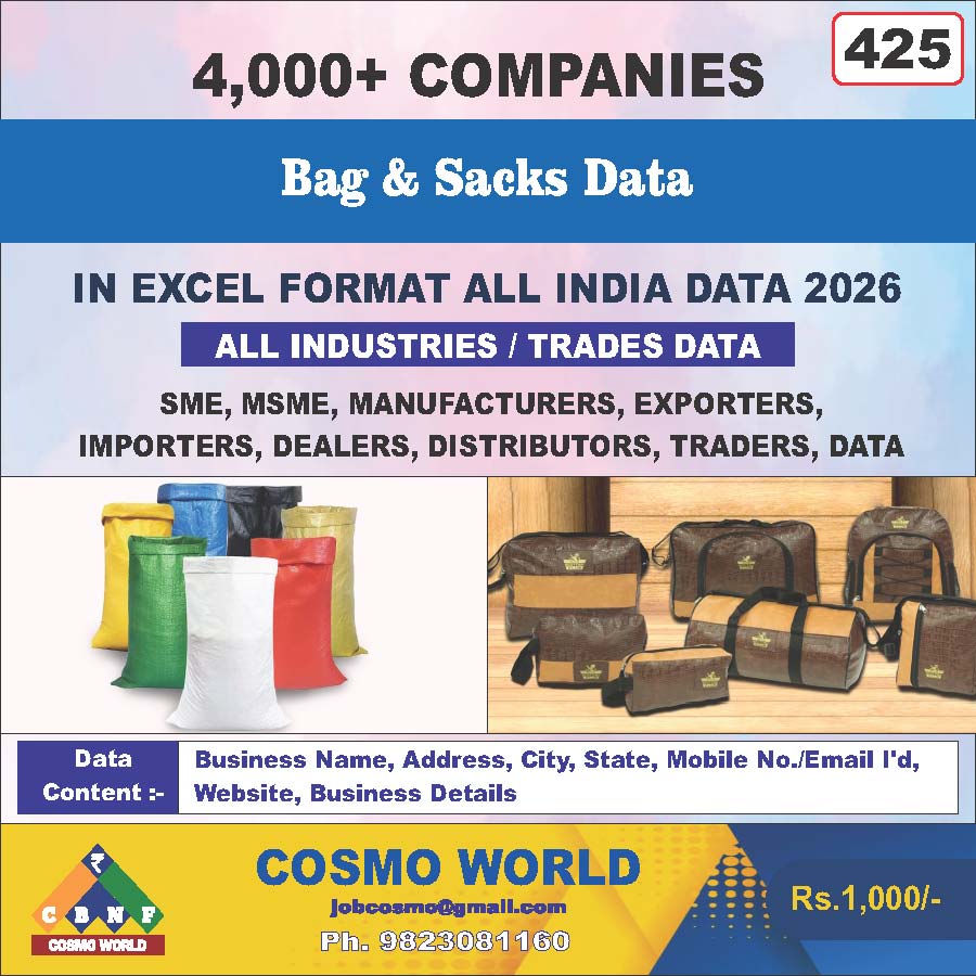 Bag & Sacks Database by CosmoDatabase — B2B Contact List with Emails and Phone Numbers