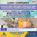 Decorative Lights, Wall Lights, Architectural Lights, Lamps, Lanterns, Chandelier & Lamp Shades Database by CosmoDatabase — B2B Contact List with Emails and Phone Numbers