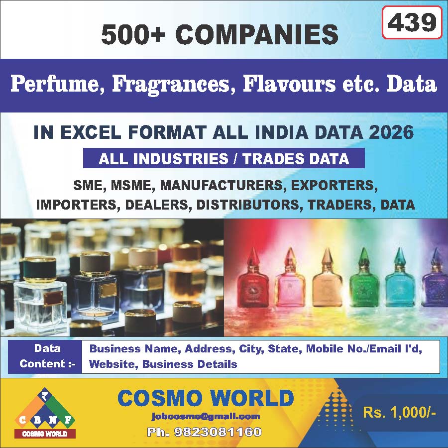 Perfume, Fragrances, Flavours etc. Database by CosmoDatabase — B2B Contact List with Emails and Phone Numbers