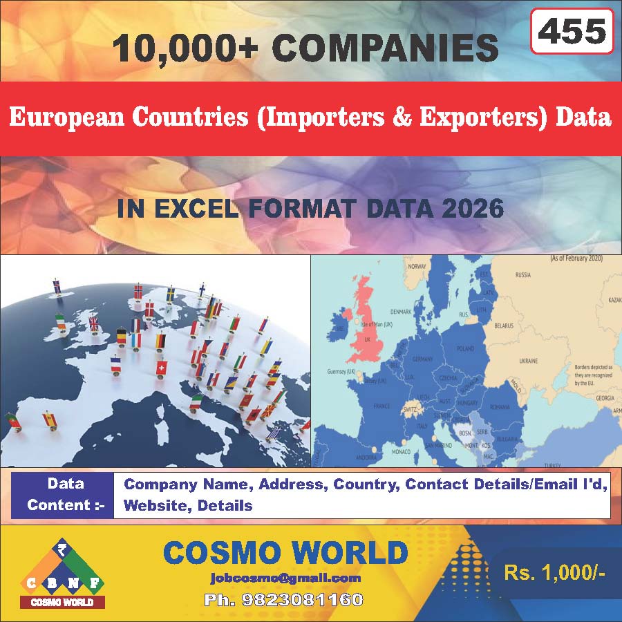 European Countries (Importers & Exporters) Database by CosmoDatabase — B2B Contact List with Emails and Phone Numbers