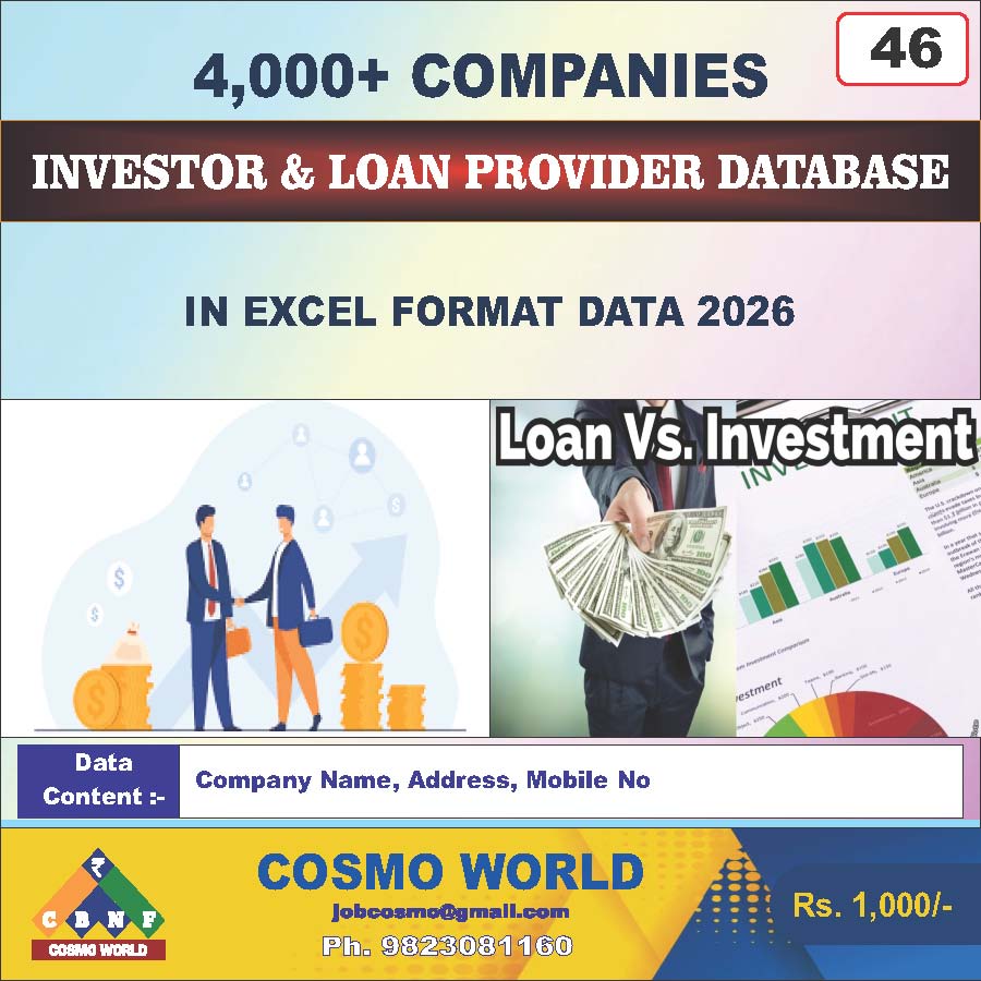 Investor & Loan Provider Database by CosmoDatabase — B2B Contact List with Emails and Phone Numbers
