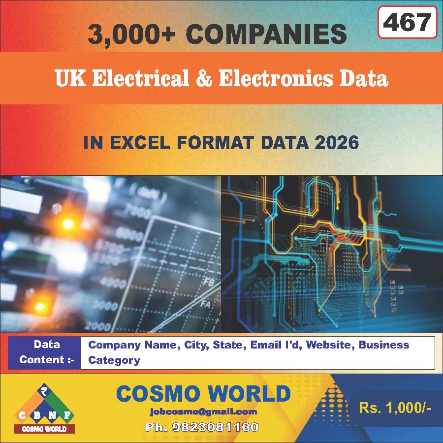 UK Electrical & Electronics Database by CosmoDatabase — B2B Contact List with Emails and Phone Numbers