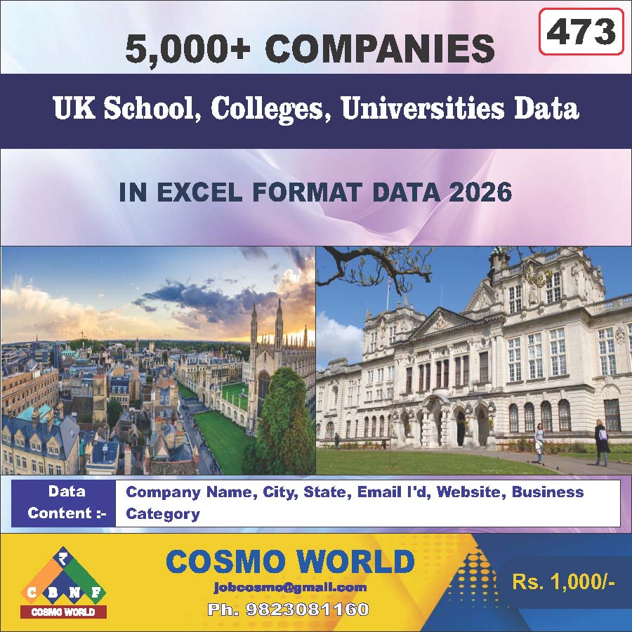 UK School, Colleges, Universities Database by CosmoDatabase — B2B Contact List with Emails and Phone Numbers
