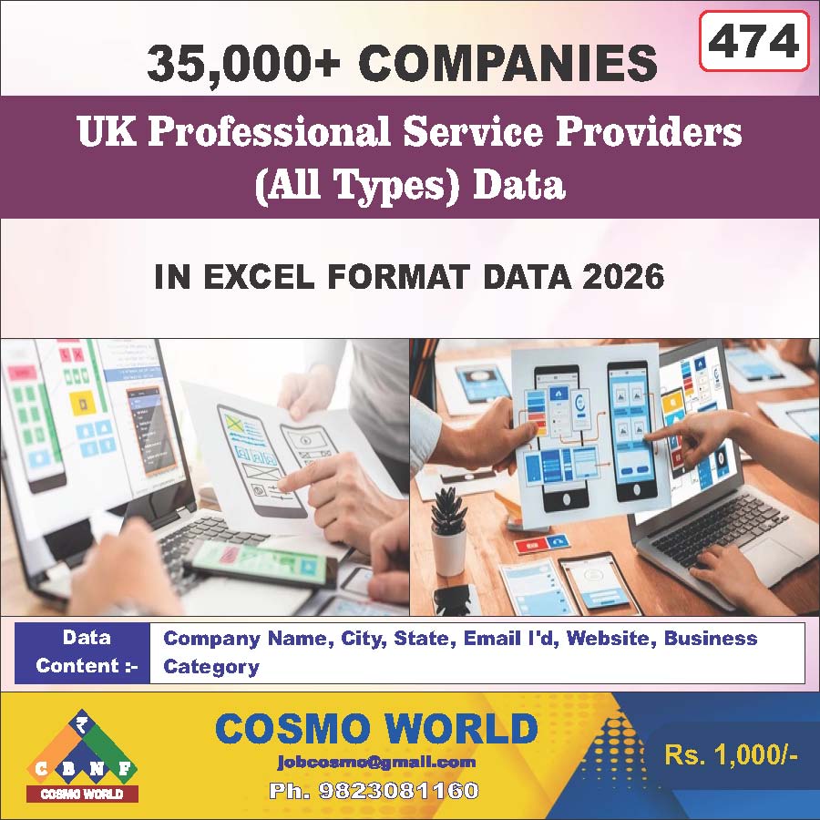 474. UK Professional Service Providers (All Types) Data