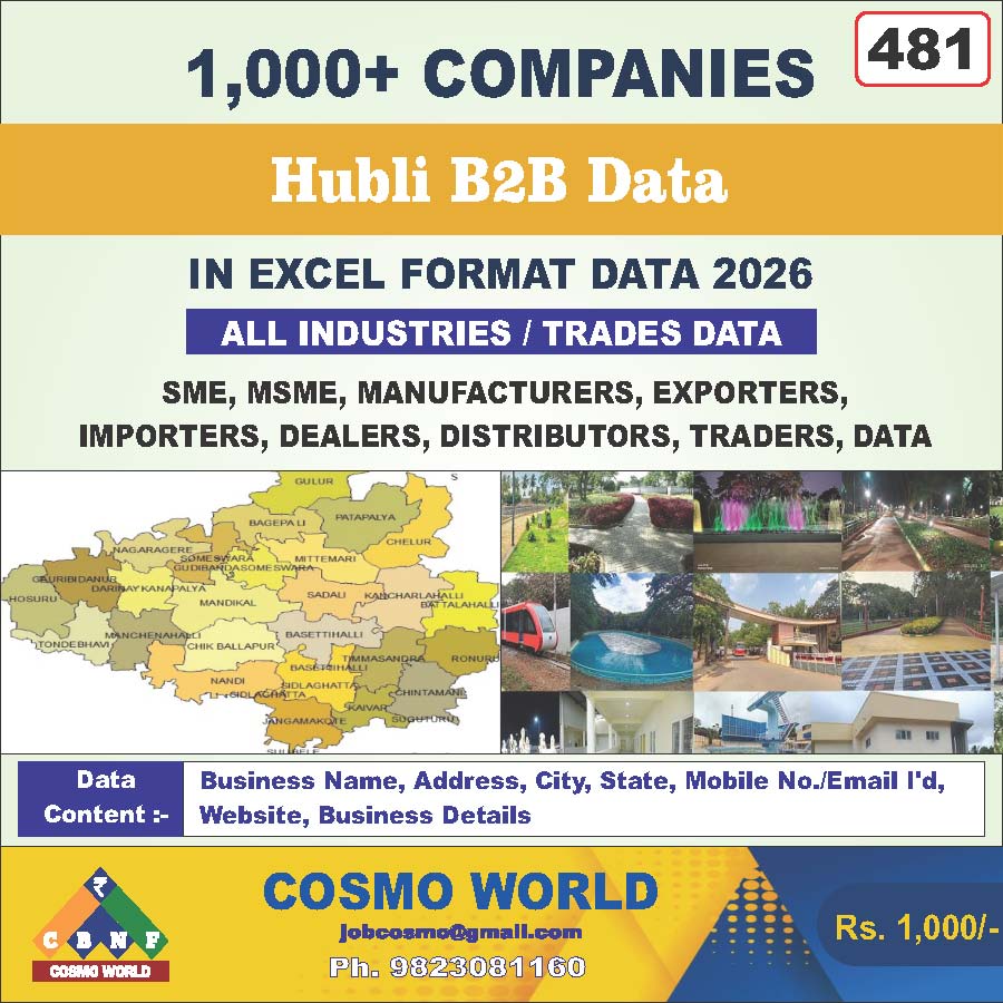 Hubli B2B Database by CosmoDatabase — B2B Contact List with Emails and Phone Numbers