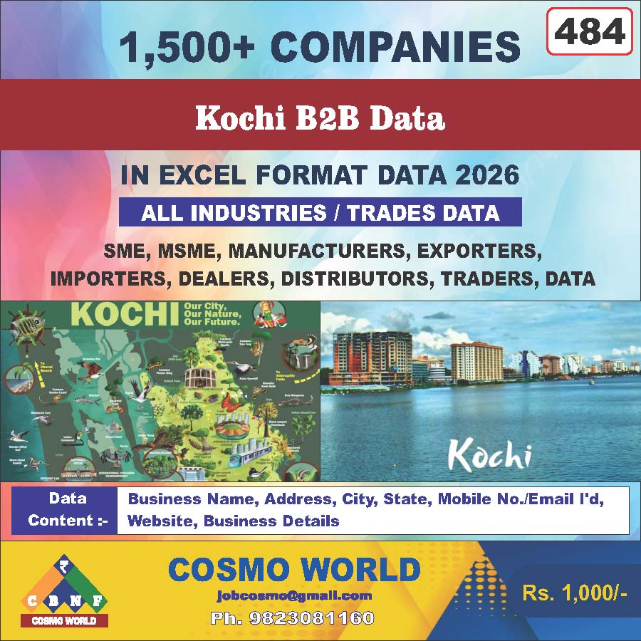 Kochi B2B Database by CosmoDatabase — B2B Contact List with Emails and Phone Numbers