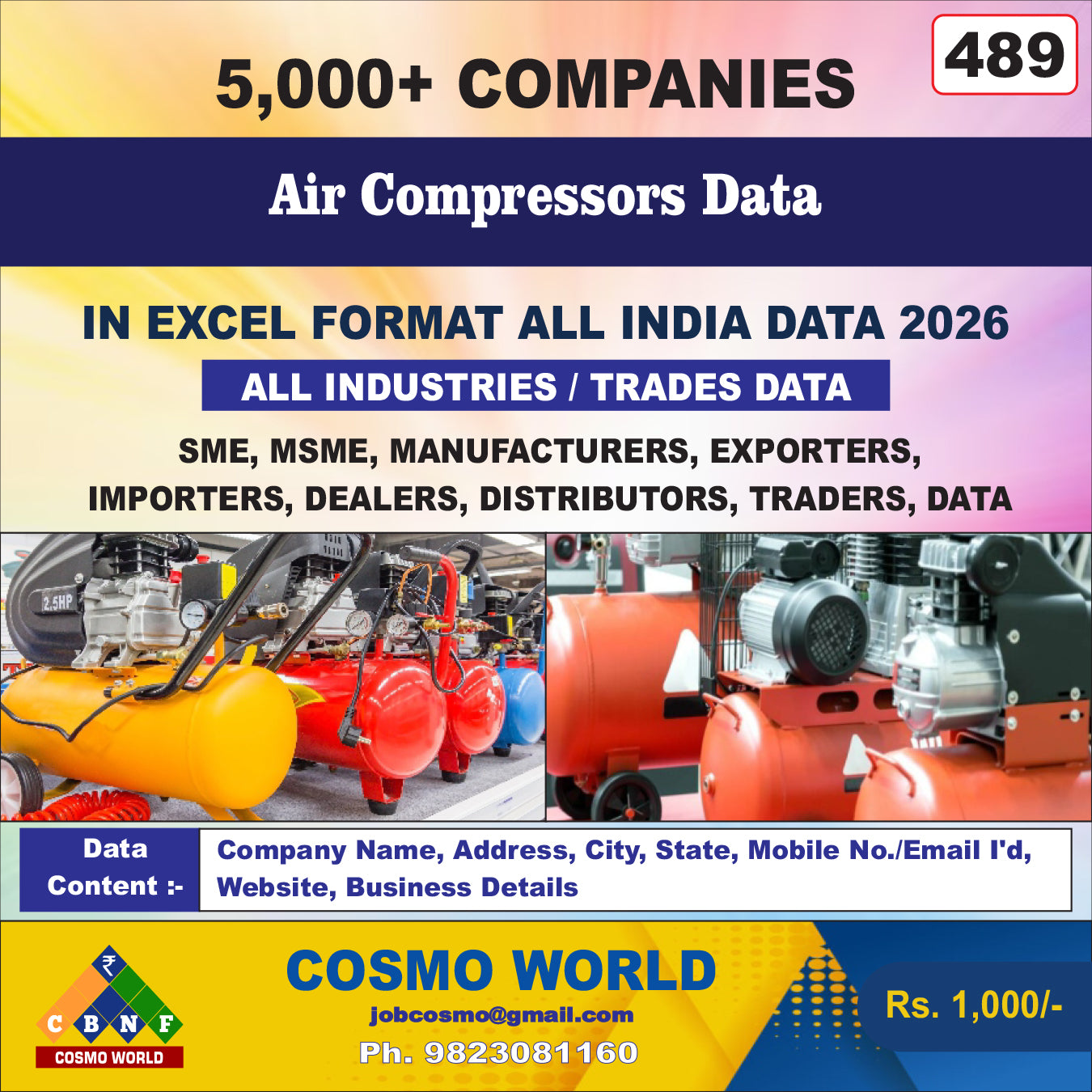 Air Compressors Database by CosmoDatabase — B2B Contact List with Emails and Phone Numbers